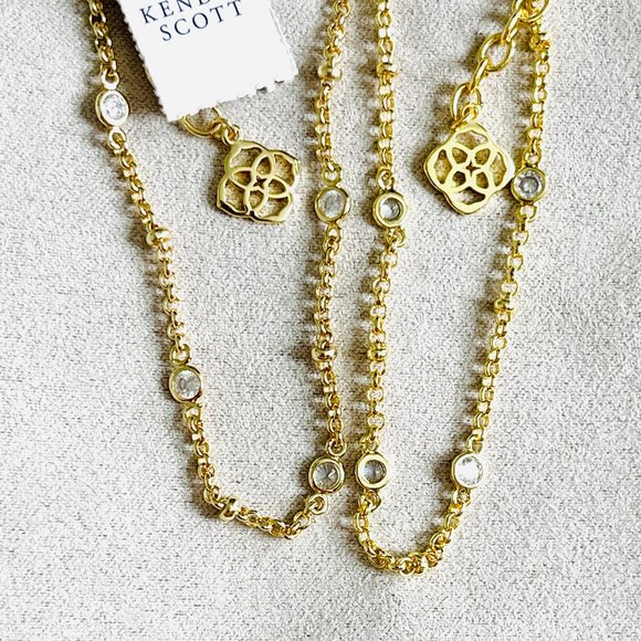 KENDRA SCOTT Elisa Multi Strand Gold Necklace In Iridescent Drusy - NFS PLS READ - Picture 4 of 16